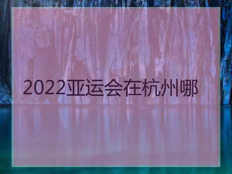 2022亚运会在杭州哪