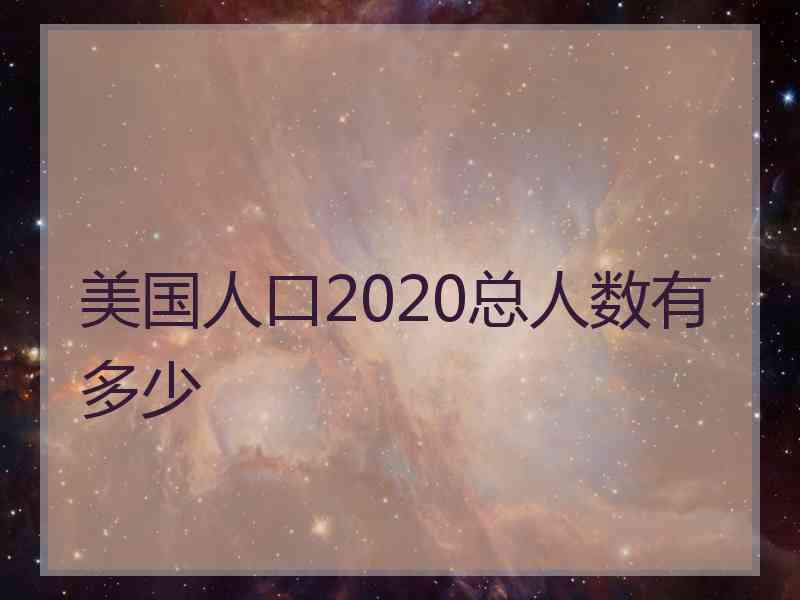 美国人口2020总人数有多少