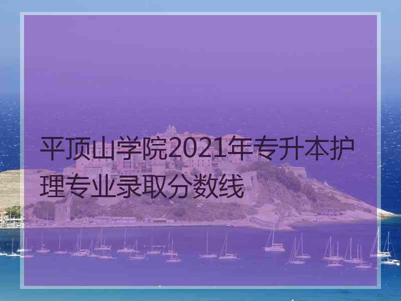 平顶山学院2021年专升本护理专业录取分数线