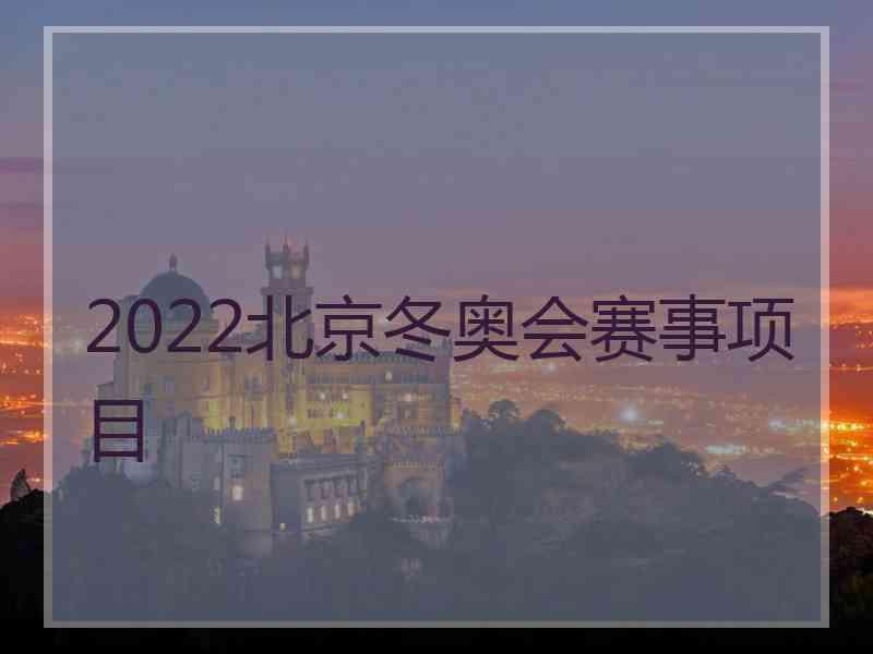 2022北京冬奥会赛事项目