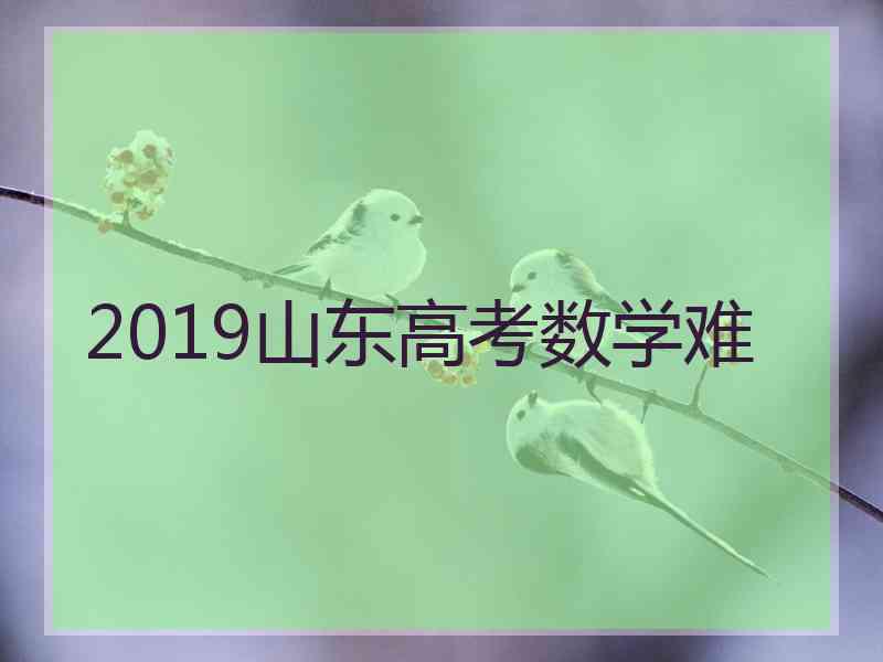 2019山东高考数学难