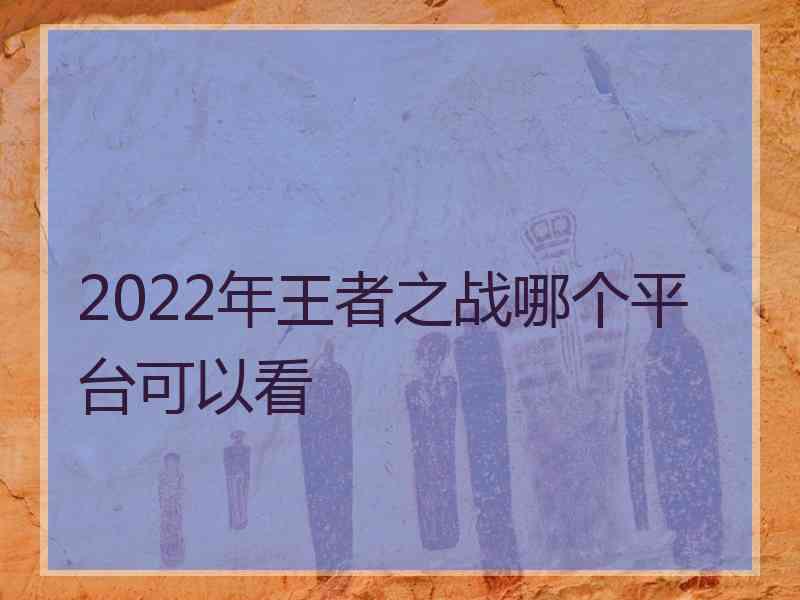 2022年王者之战哪个平台可以看