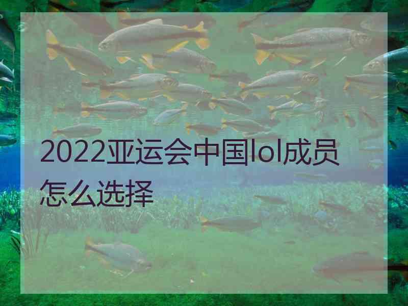 2022亚运会中国lol成员怎么选择