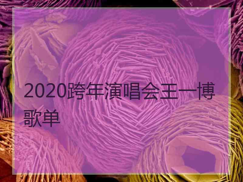 2020跨年演唱会王一博歌单