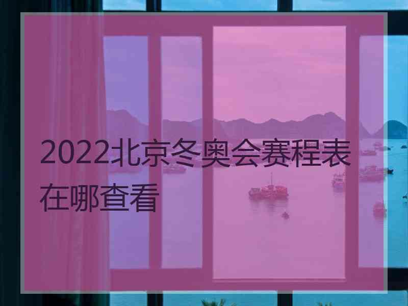 2022北京冬奥会赛程表在哪查看