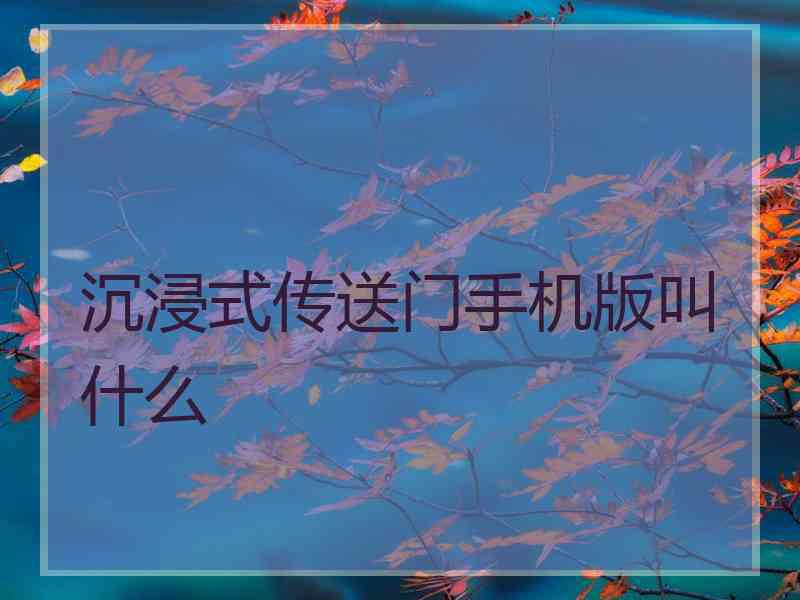 沉浸式传送门手机版叫什么