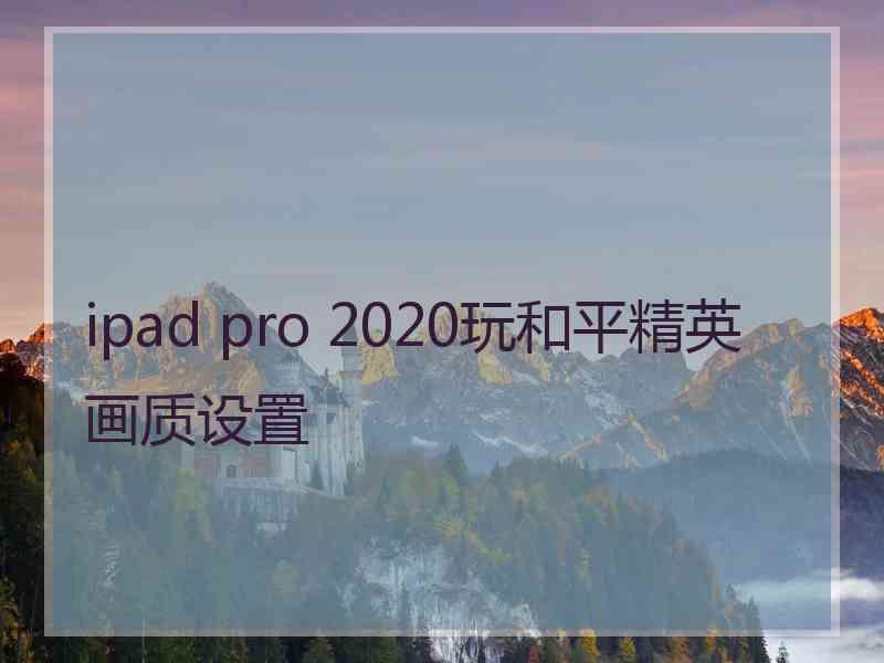 ipad pro 2020玩和平精英画质设置