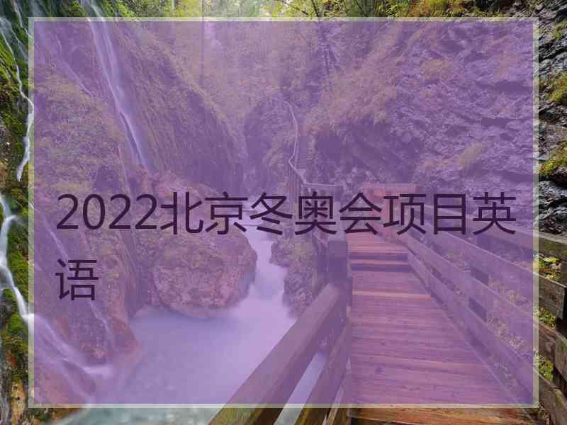 2022北京冬奥会项目英语