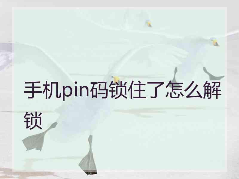 手机pin码锁住了怎么解锁