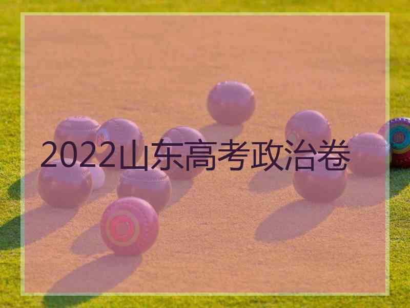 2022山东高考政治卷