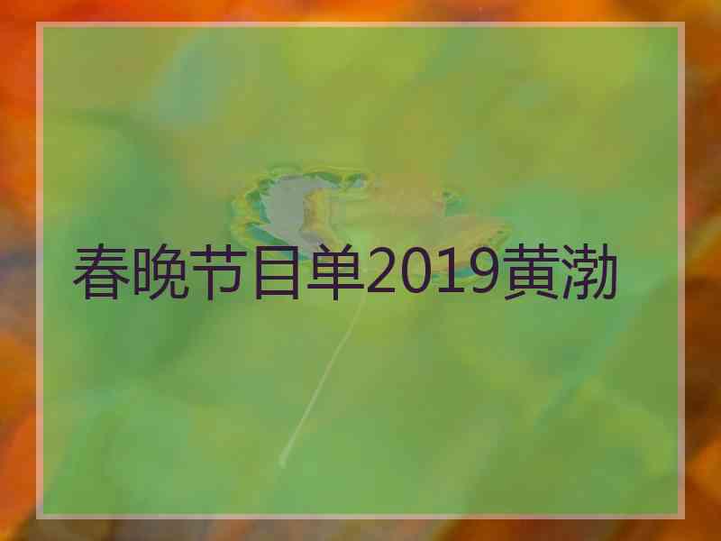 春晚节目单2019黄渤