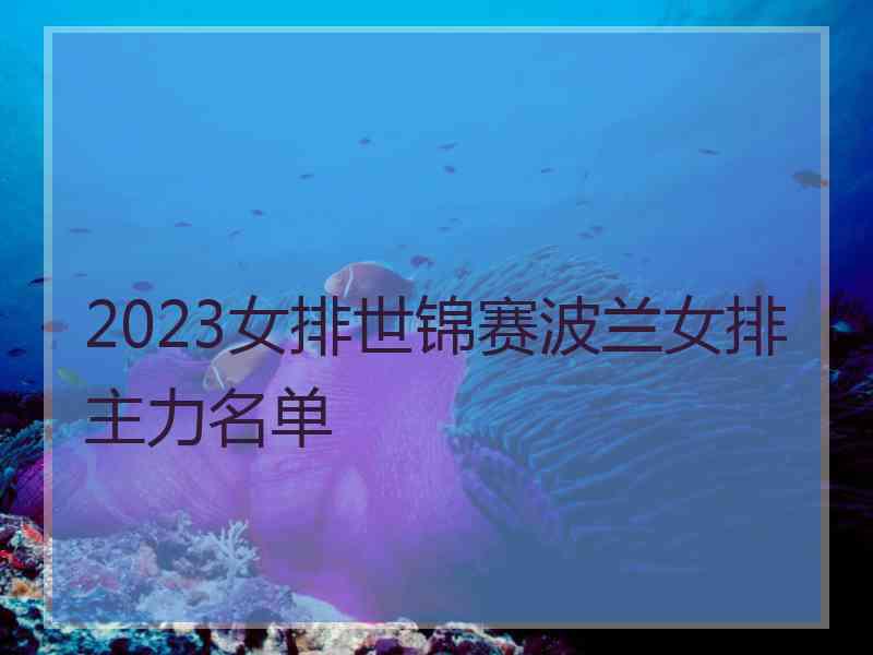 2023女排世锦赛波兰女排主力名单