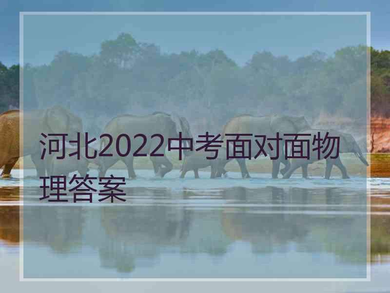 河北2022中考面对面物理答案