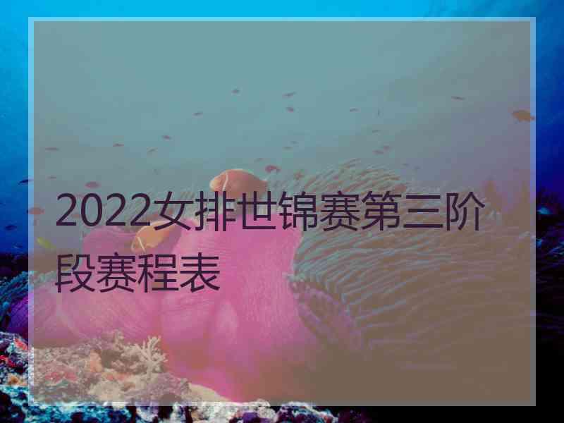 2022女排世锦赛第三阶段赛程表