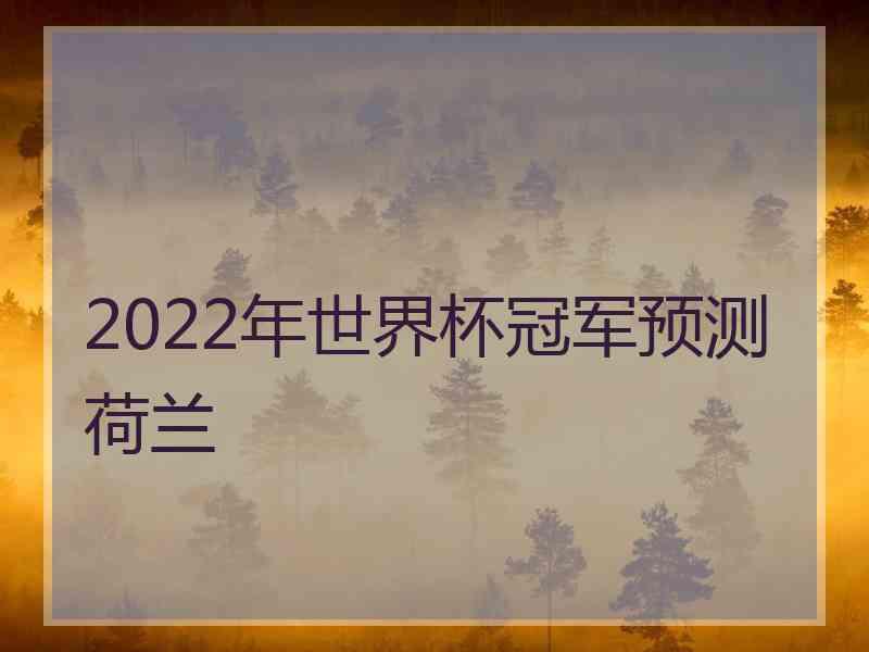 2022年世界杯冠军预测荷兰