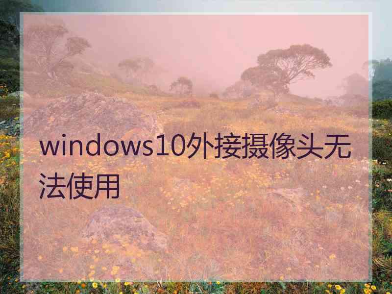 windows10外接摄像头无法使用