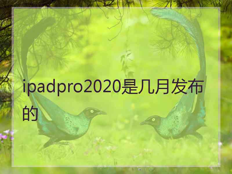 ipadpro2020是几月发布的