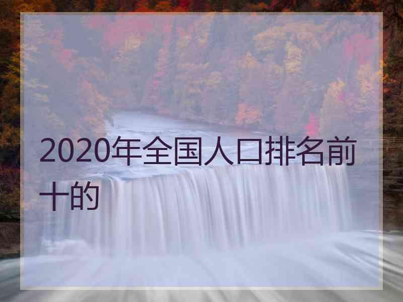 2020年全国人口排名前十的