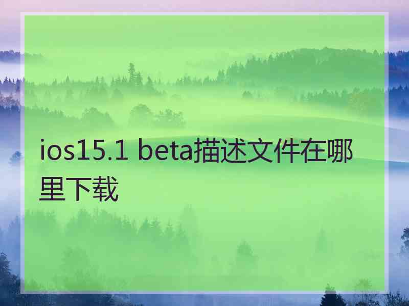 ios15.1 beta描述文件在哪里下载