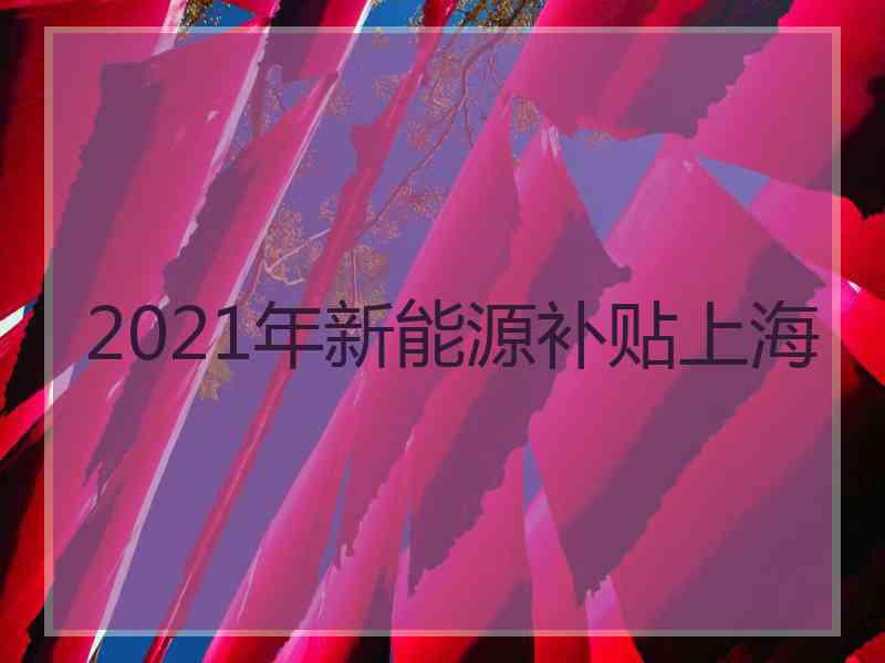 2021年新能源补贴上海