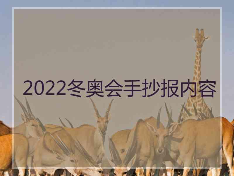 2022冬奥会手抄报内容