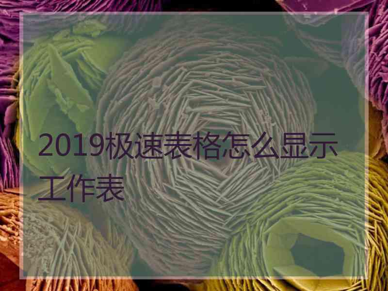 2019极速表格怎么显示工作表