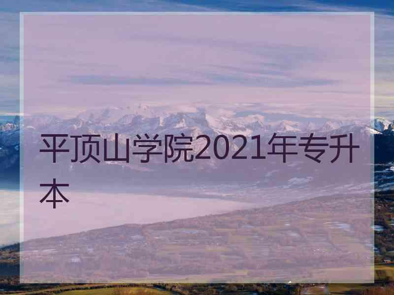 平顶山学院2021年专升本