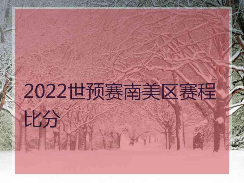 2022世预赛南美区赛程比分