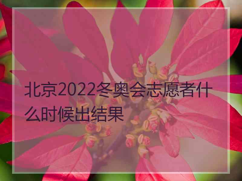 北京2022冬奥会志愿者什么时候出结果