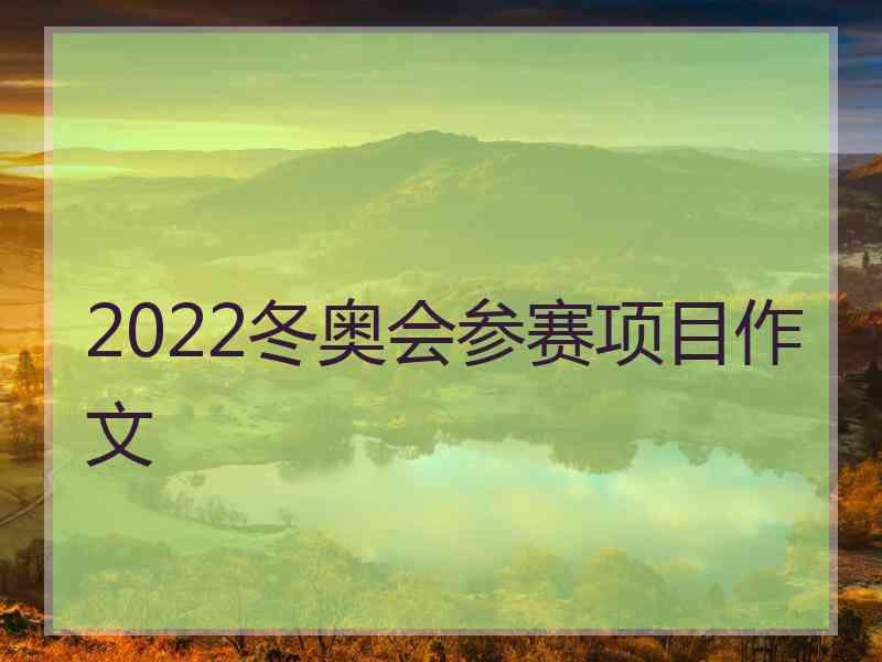 2022冬奥会参赛项目作文