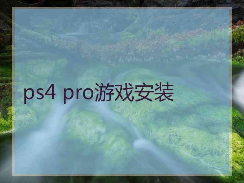 ps4 pro游戏安装