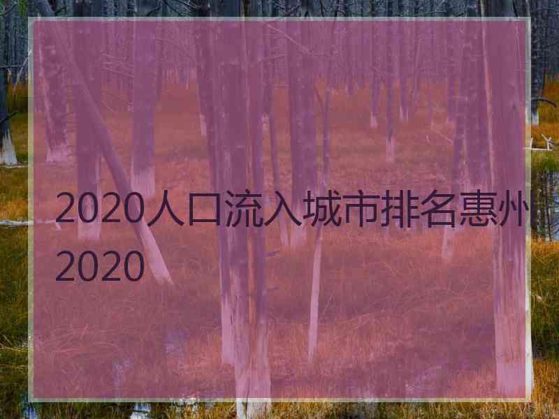 2020人口流入城市排名惠州2020