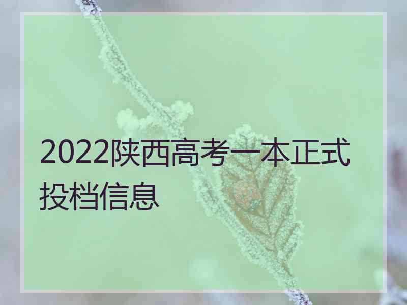 2022陕西高考一本正式投档信息