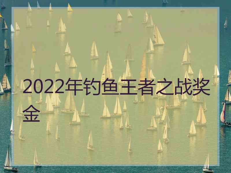 2022年钓鱼王者之战奖金