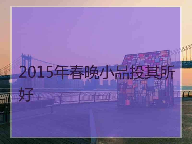 2015年春晚小品投其所好