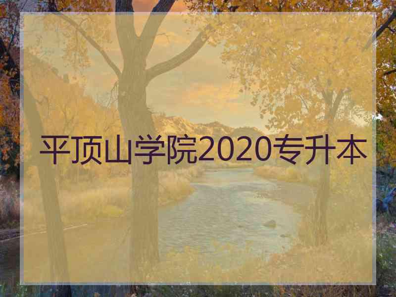 平顶山学院2020专升本