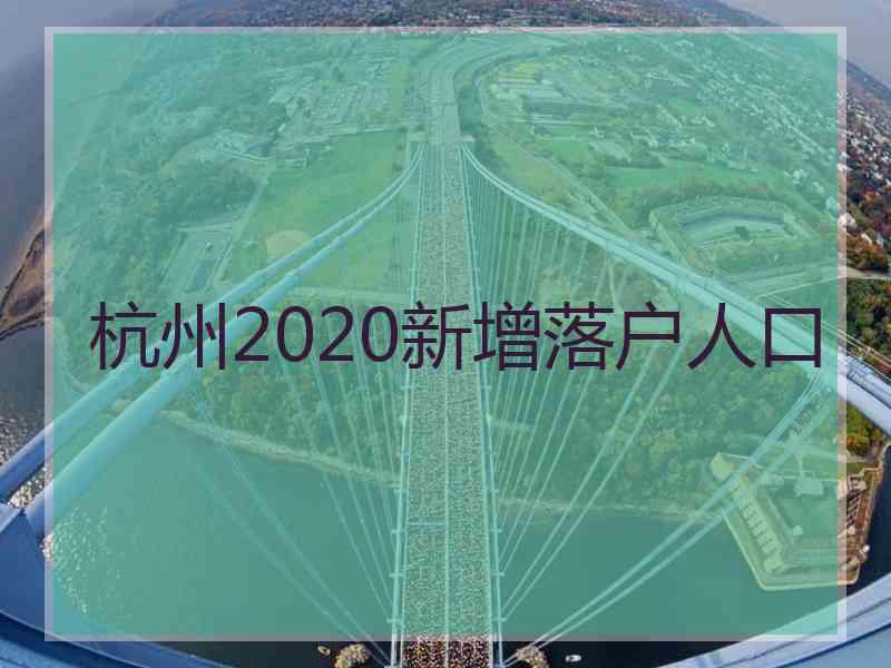 杭州2020新增落户人口