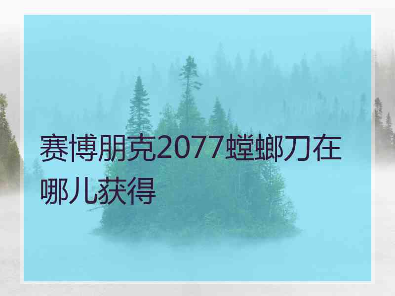 赛博朋克2077螳螂刀在哪儿获得