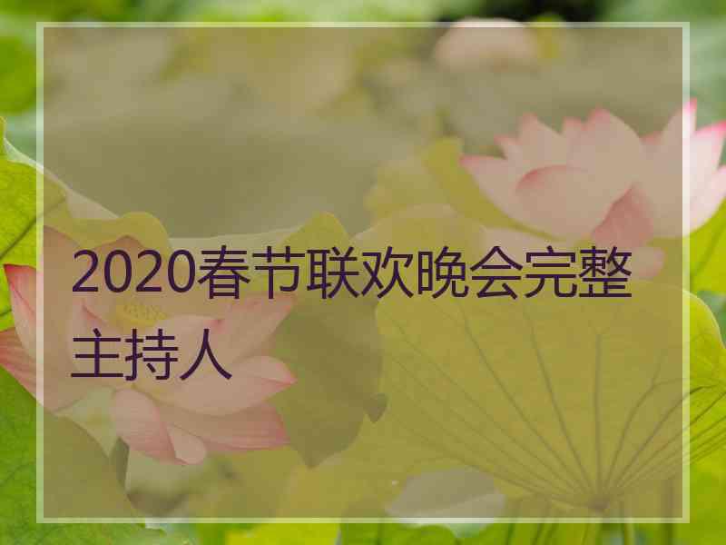 2020春节联欢晚会完整主持人