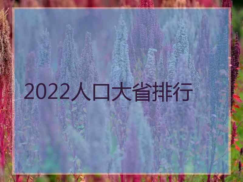 2022人口大省排行