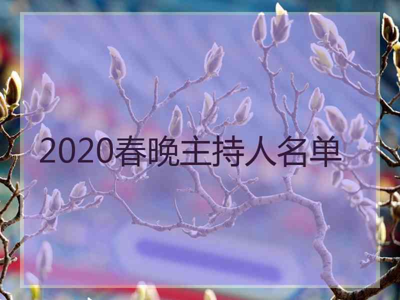 2020春晚主持人名单