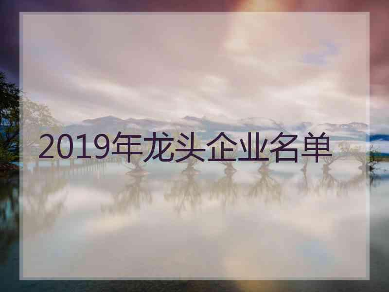 2019年龙头企业名单