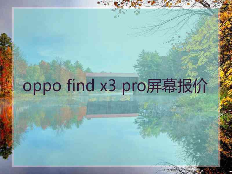 oppo find x3 pro屏幕报价