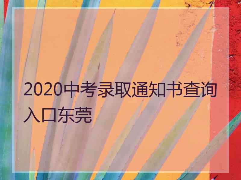 2020中考录取通知书查询入口东莞