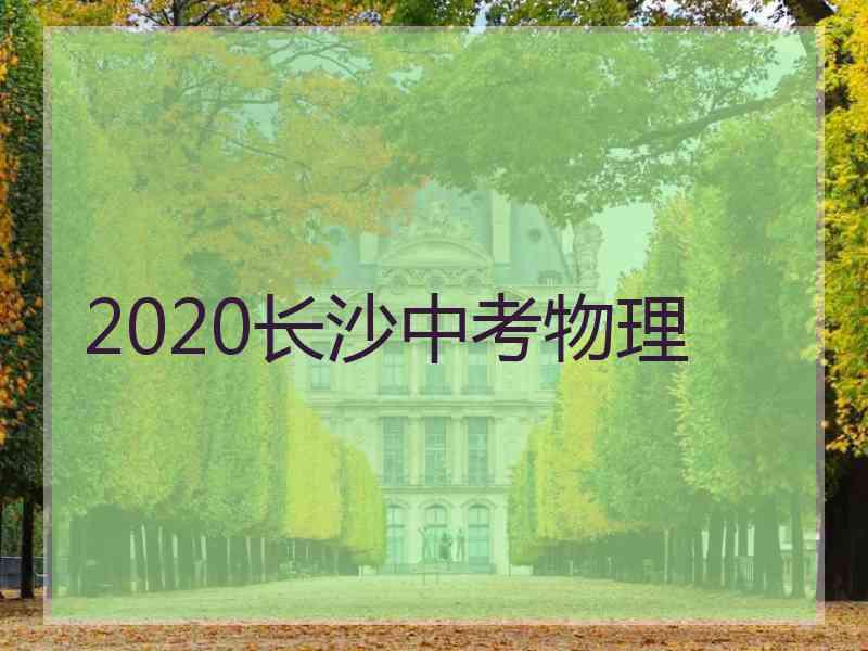 2020长沙中考物理