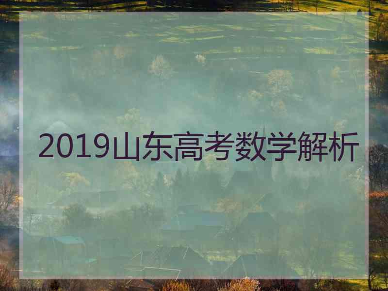 2019山东高考数学解析