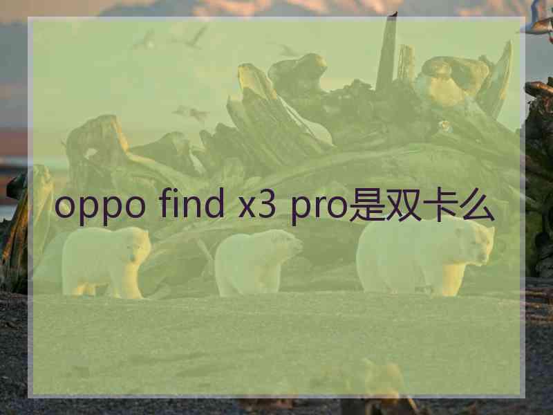 oppo find x3 pro是双卡么