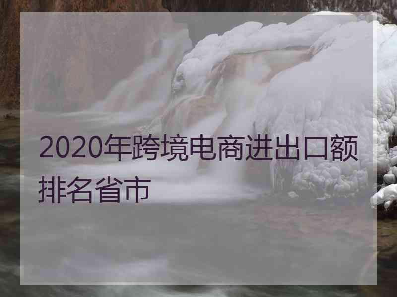 2020年跨境电商进出口额排名省市