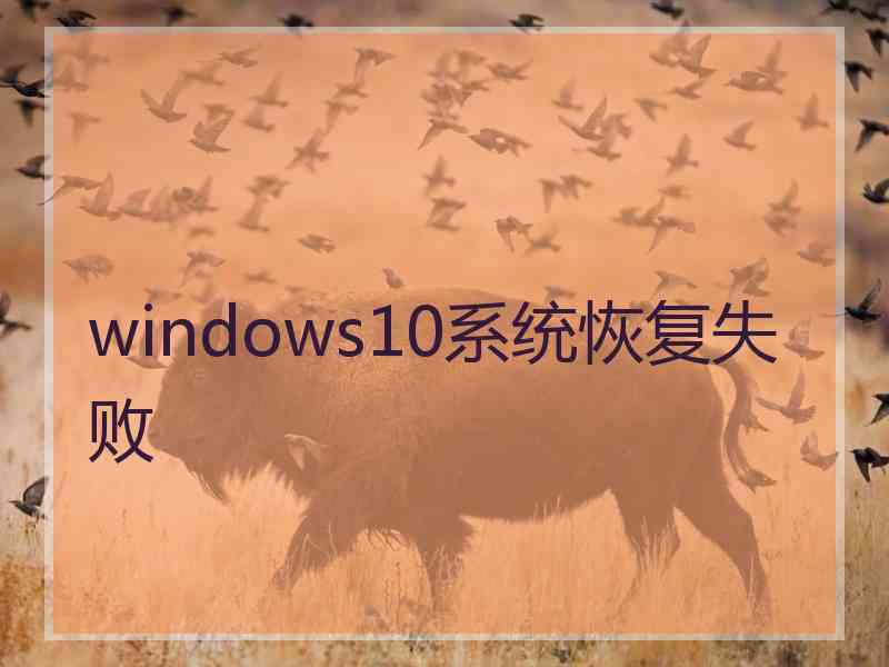 windows10系统恢复失败