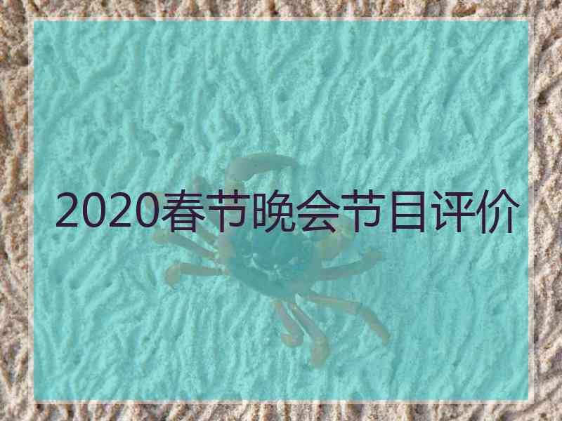 2020春节晚会节目评价